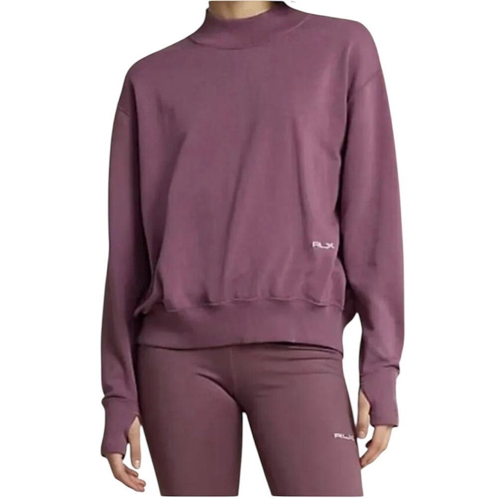 New Ralph Lauren RLX Embroidered-Logo Mock-Neck Jumper Sz XL Purple Preppy Golf